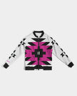 Magenta and Black Geometric Native Pattern Jacket Women's Bomber Jacket
