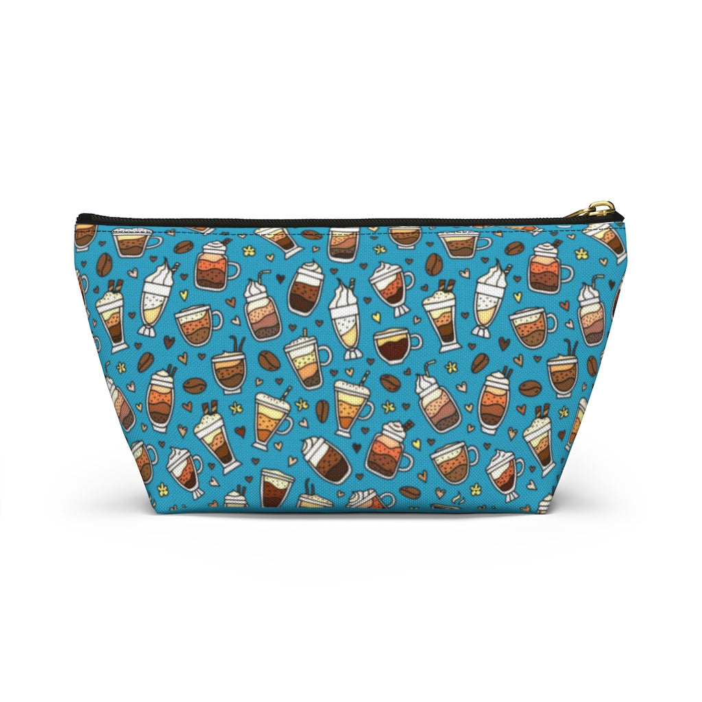 Coffee on Teal Accessory Pouch w T-bottom