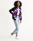 Black, Purple and White  Geometric Native Pattern Women's Bomber Jacket