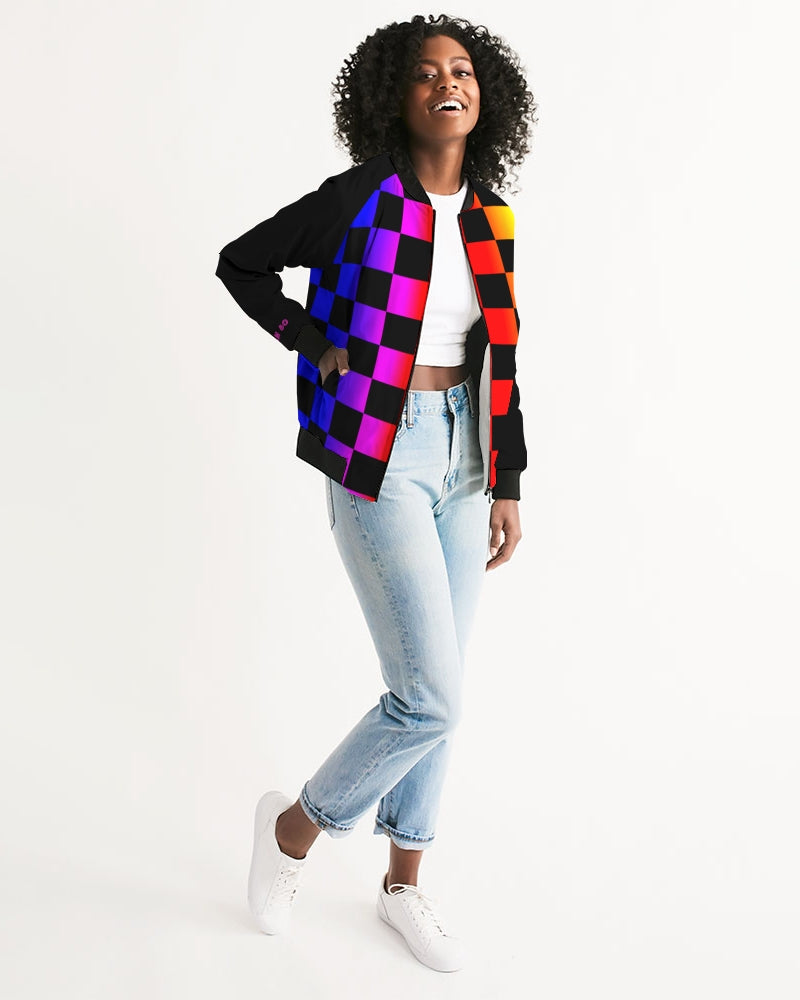 Rainbow Checkers Women's Bomber Jacket