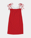 Black Polka dots on Red Women's Tie Strap Split Dress