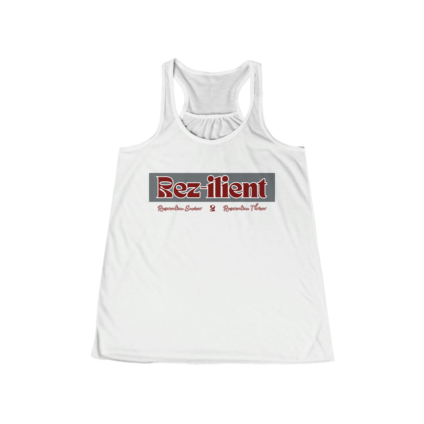 Rez-ilient Black, Pink or White Women's Flowy Racerback Tank