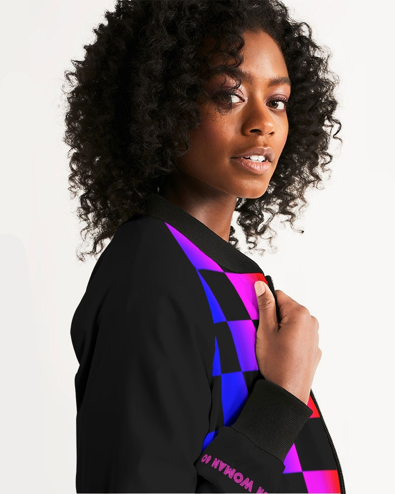 Rainbow Checkers Women's Bomber Jacket