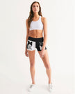 Green and Gray Geometric Native Pattern Women's Mid-Rise Yoga Shorts