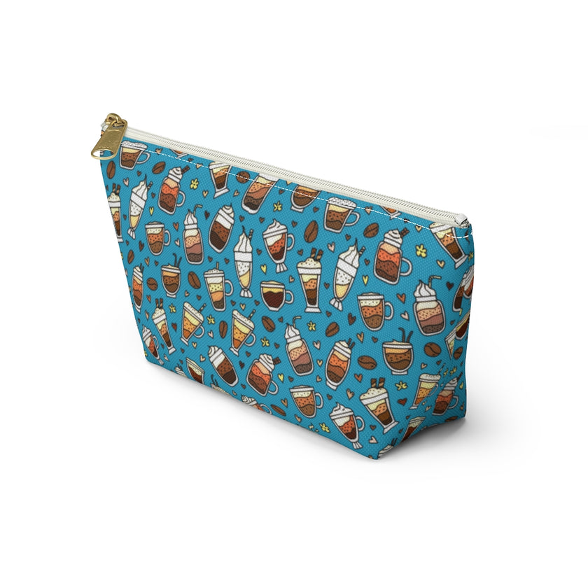 Coffee on Teal Accessory Pouch w T-bottom
