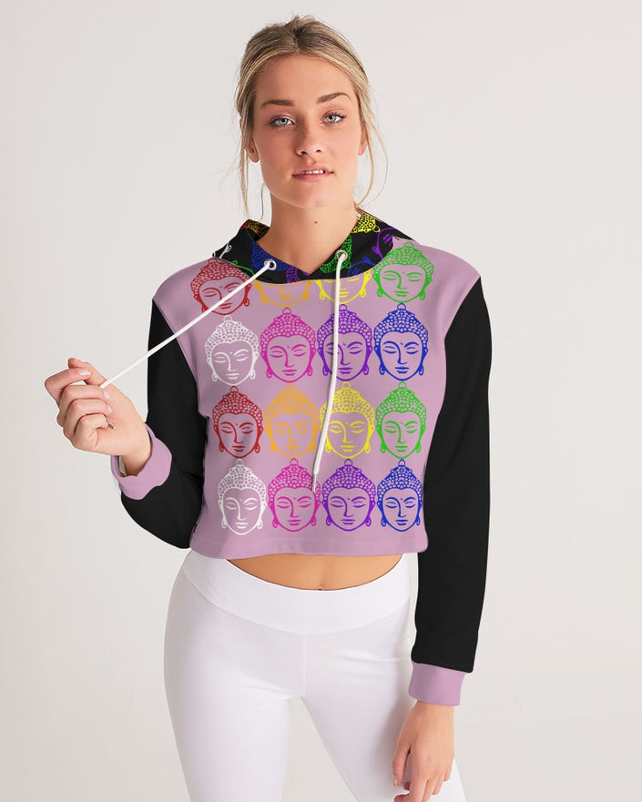 Buddhas always there Pink and Black Sweater, Yoga & Positive Vibes Collection Women's Cropped HoodieYoga & Positive Vibes Collection Women's Cropped Hoodie