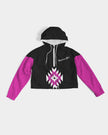 Magenta and Black Geometric Native Pattern Women's Cropped Windbreaker