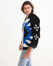 Black, Blue and White Geometric Native Pattern Men's Bomber Jacket