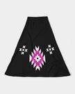 Magenta and Black Geometric Native Pattern Women's A-Line Midi Skirt