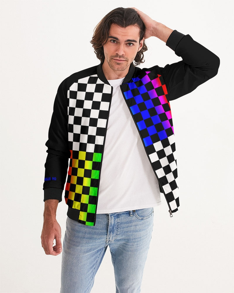 4 sided Checkered Men's Bomber Jacket