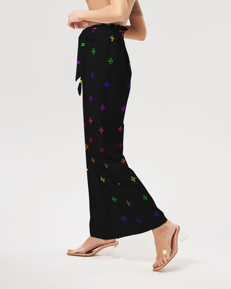 Native Stars Rainbow Pattern Women's High-Rise Wide Leg Pants