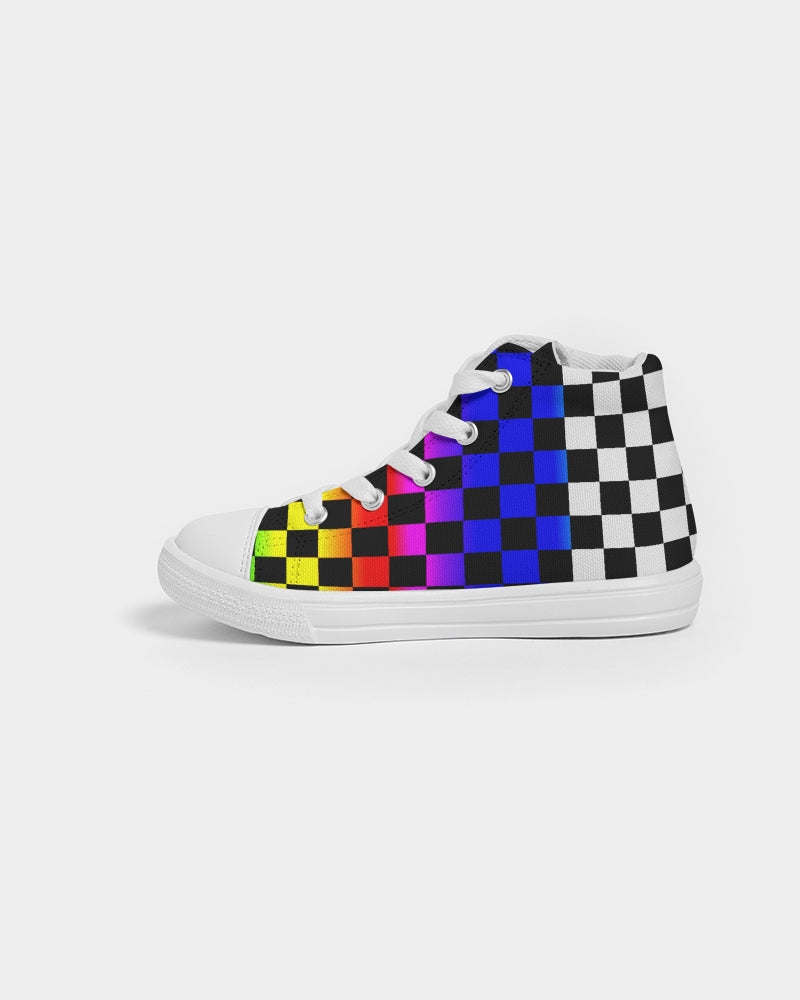 Two sided Checkered Kids Hightop Canvas Shoe