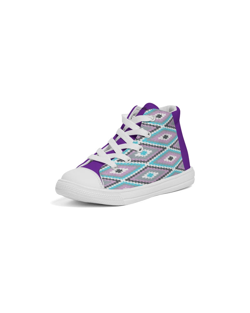 Native Pattern Purple Girl's  Kids Hightop Canvas Shoe