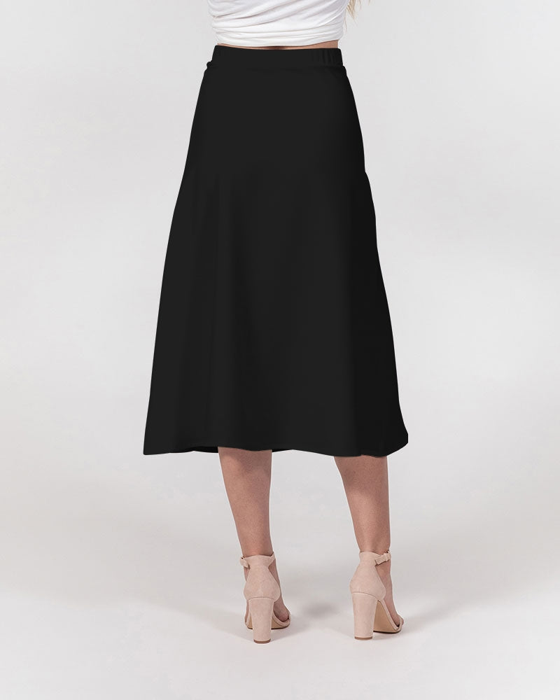 Magenta and Black Geometric Native Pattern Women's A-Line Midi Skirt
