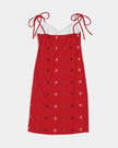 Native Stars Grayscale on Red Women's Tie Strap Split Dress