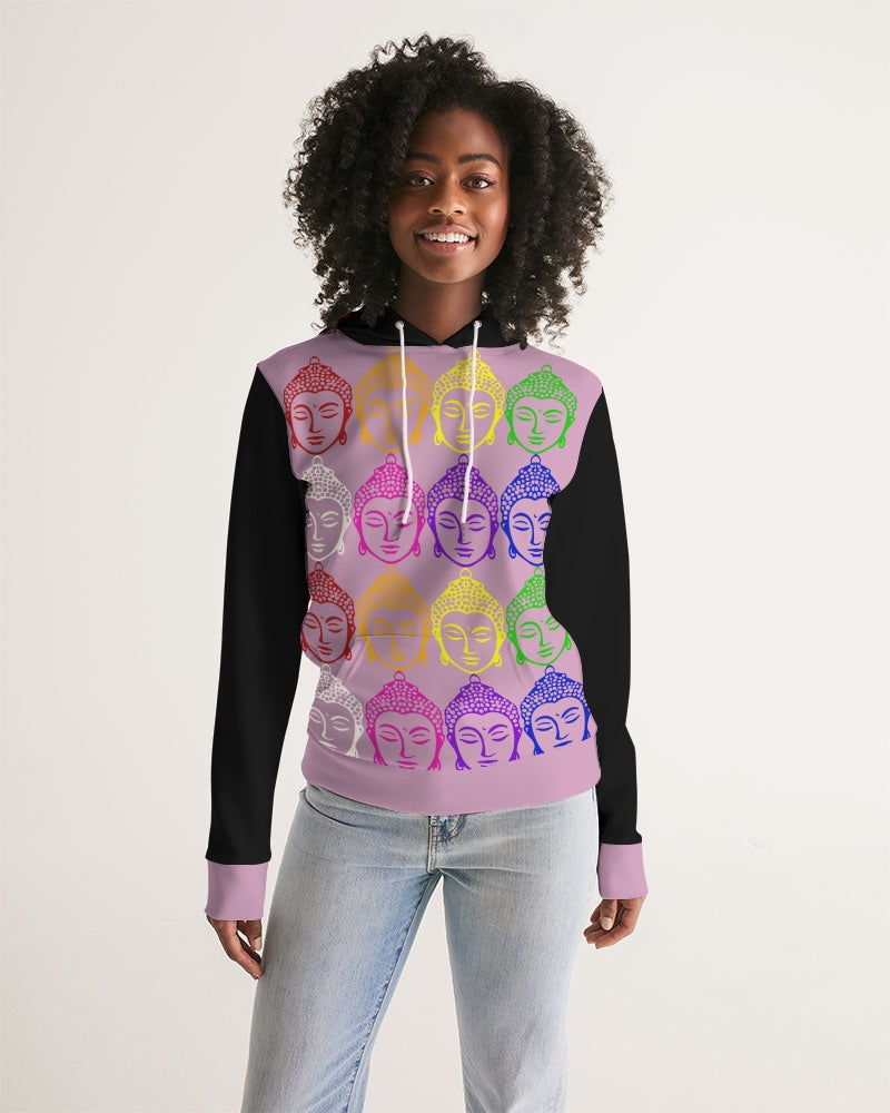 Buddhas always there Pink and Black Sweater, Yoga & Positive Vibes Collection Women's Hoodie