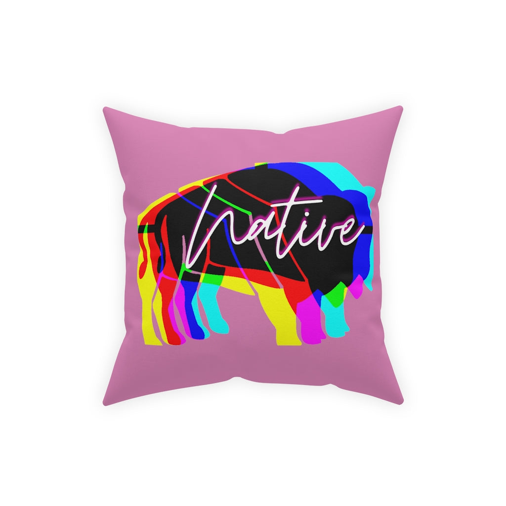 Native Bison Multi Color Broadcloth Pillow