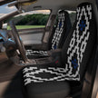 White Geometric and Blue Stars on Black Car Seat Covers