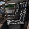 White Geometric and Blue Stars on Black Car Seat Covers