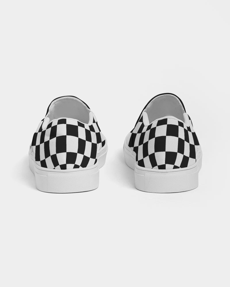Black and White Checkered Women's Slip-On Canvas Shoe