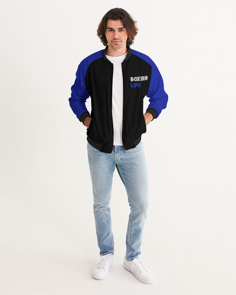 Blue and Black Boxing Male Men's Bomber Jacket