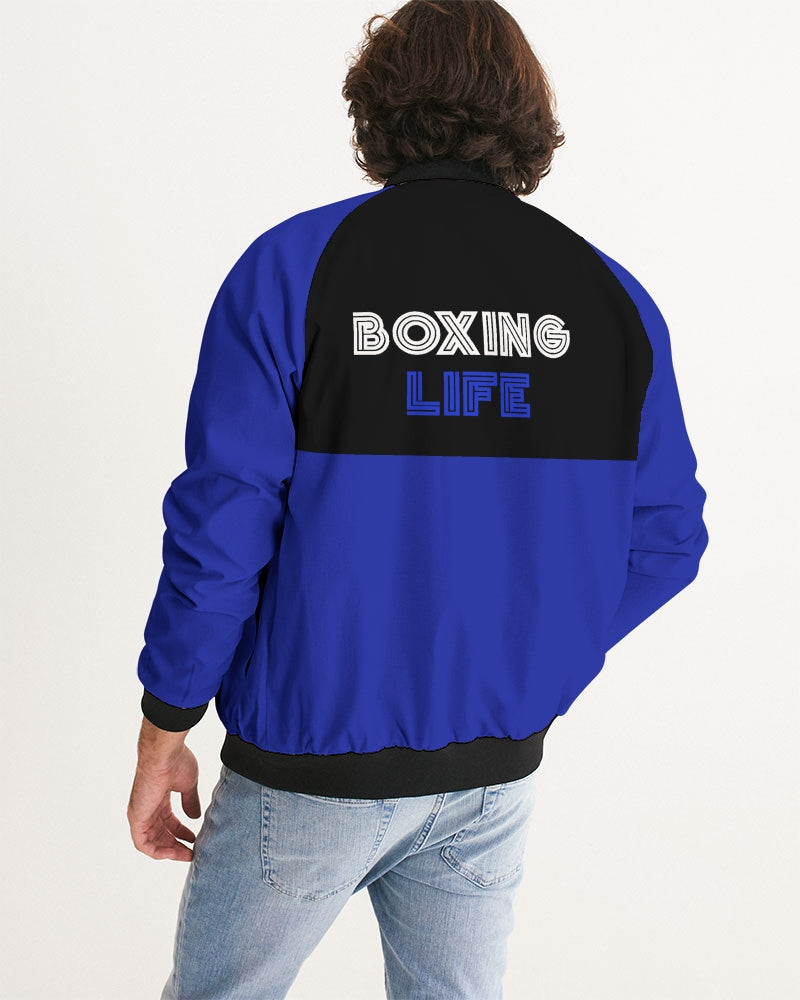 Blue and Black Boxing Male Men's Bomber Jacket