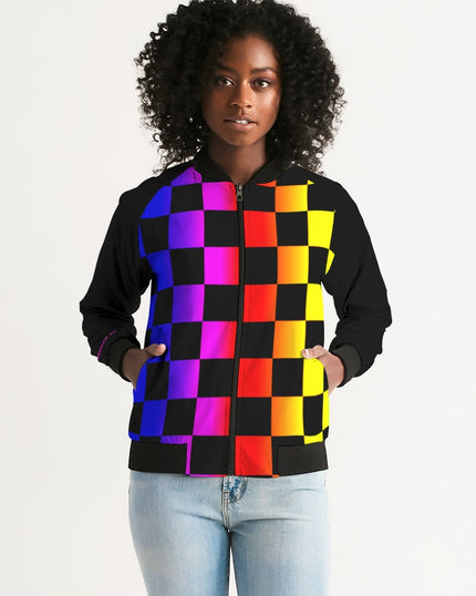 Rainbow Checkers Women's Bomber Jacket