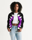 Black, Purple and White  Geometric Native Pattern Women's Bomber Jacket