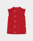Native Stars Grayscale on Red Women's Ruffle Sleeve Top