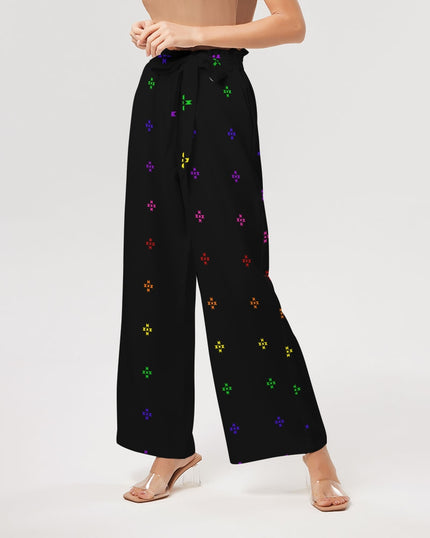 Native Stars Rainbow Pattern Women's High-Rise Wide Leg Pants