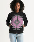 Native Pattern Pink, Gray and Black Women's Bomber Jacket