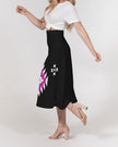 Magenta and Black Geometric Native Pattern Women's A-Line Midi Skirt