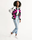 Magenta and Black Geometric Native Pattern Jacket Women's Bomber Jacket