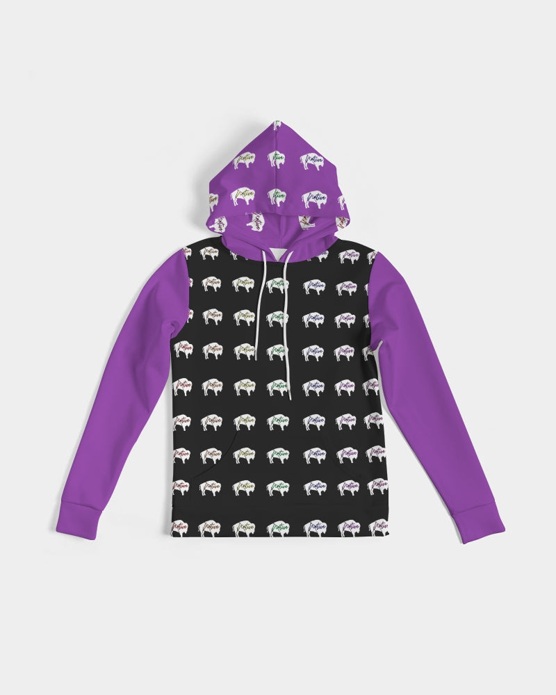 White Innii aka Bison Purple and Black Native Women Women's Hoodie