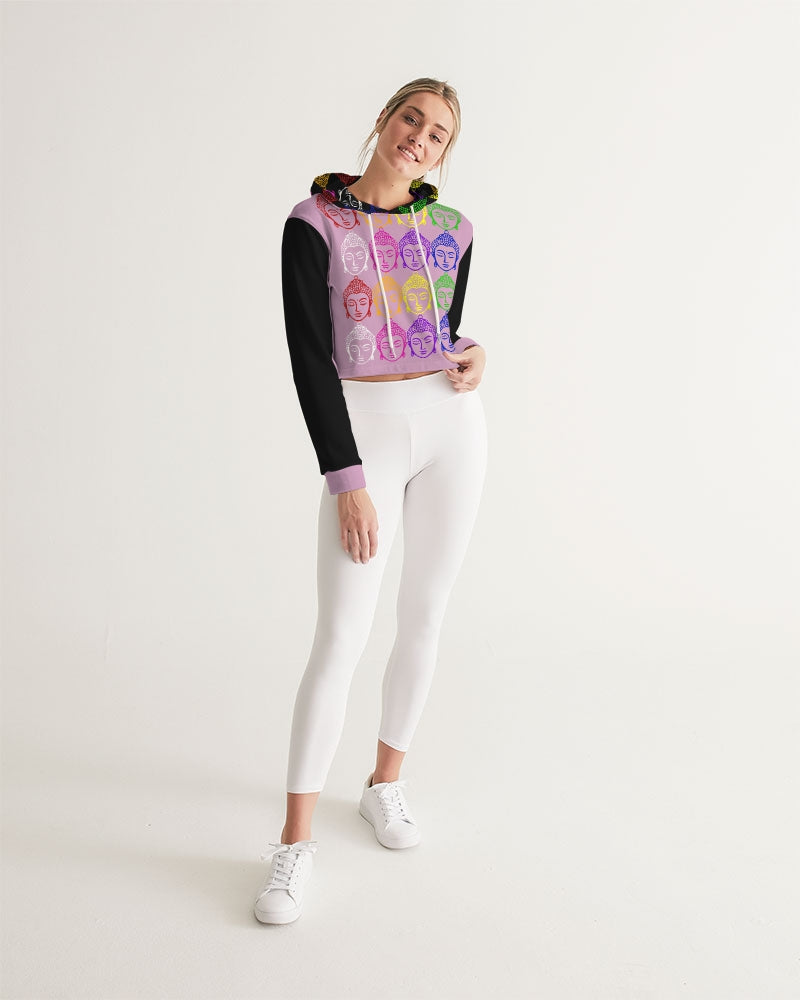 Buddhas always there Pink and Black Sweater, Yoga & Positive Vibes Collection Women's Cropped HoodieYoga & Positive Vibes Collection Women's Cropped Hoodie