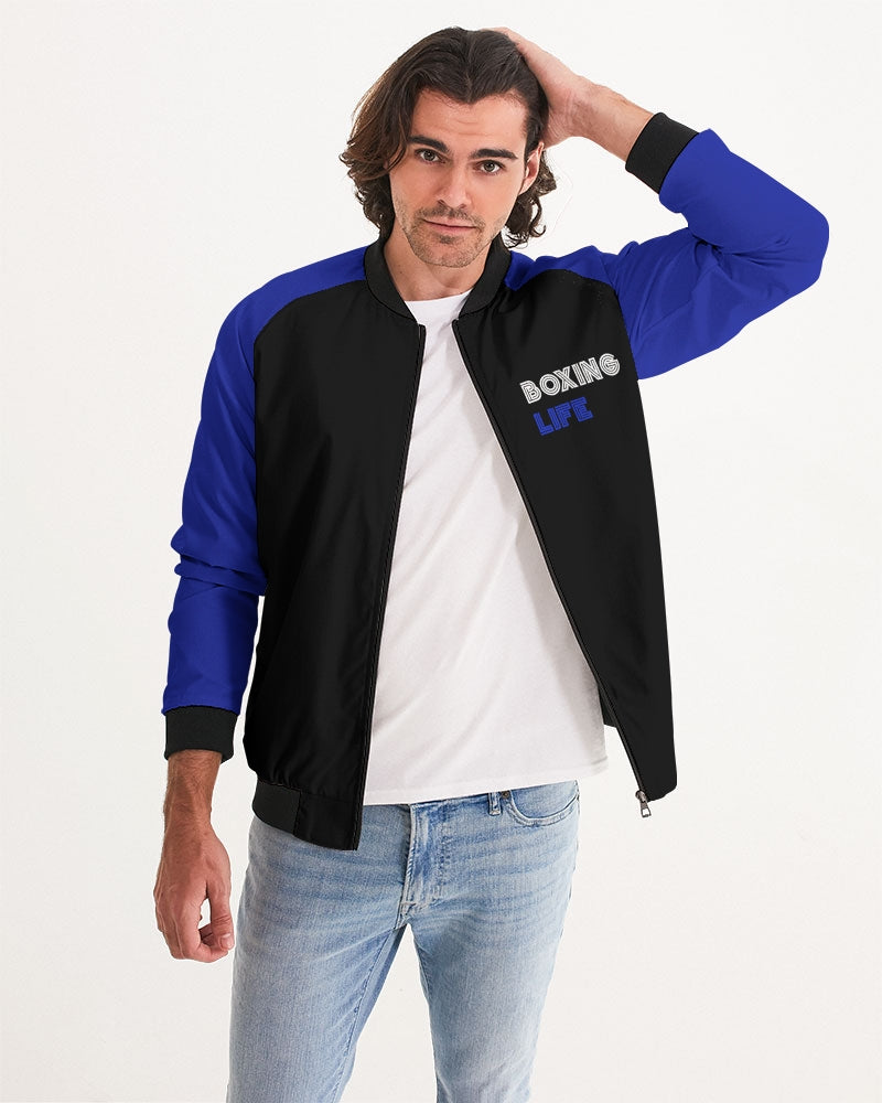 Blue and Black Boxing Male Men's Bomber Jacket
