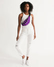 White Innii-Bison with Rainbow Native Text Purple Native Women Crossbody Sling Bag