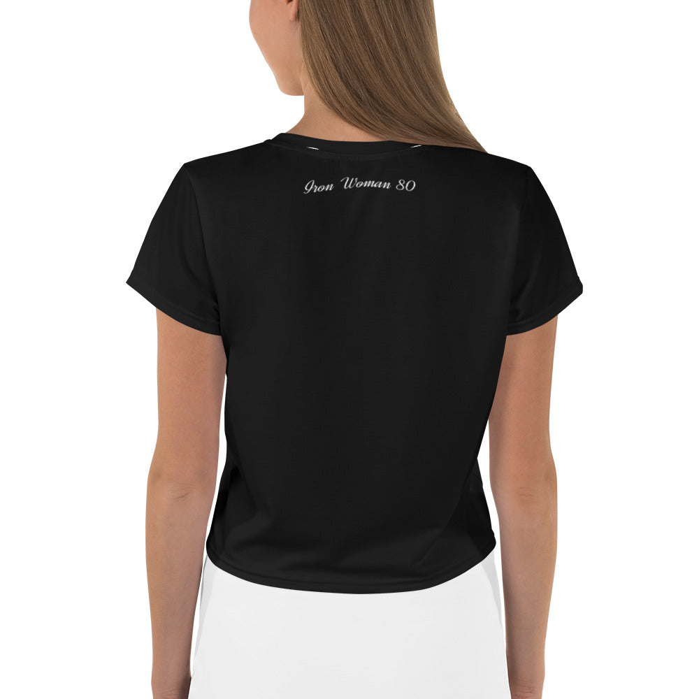 Native Bison White All-Over Print Crop Tee