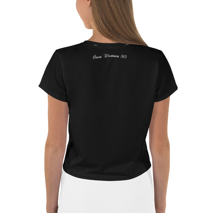 Native Bison White All-Over Print Crop Tee