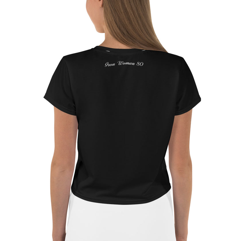 Native Bison White All-Over Print Crop Tee