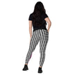 Pink and Black Houndstooth pattern Positive Vibes Crossover leggings with pockets