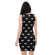 Native Bison White with Black text Black Cut & Sew Dress