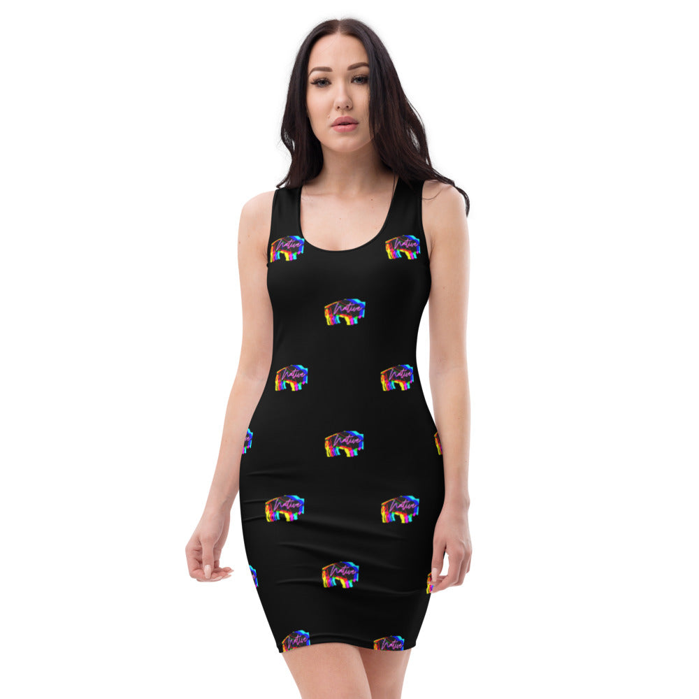 Native Bison Multi Color Magenta Cut & Sew Dress