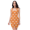 Native Bison White on Orange Cut & Sew Dress