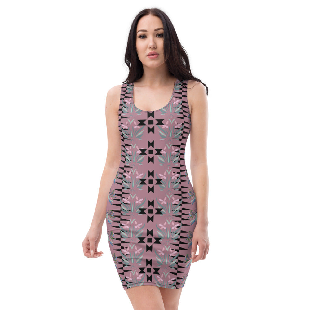 Native Geometric Floral Pattern Tapestry Cut & Sew Dress