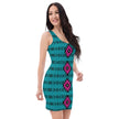 Pink and Black Native Pattern on Teal Cut & Sew Dress