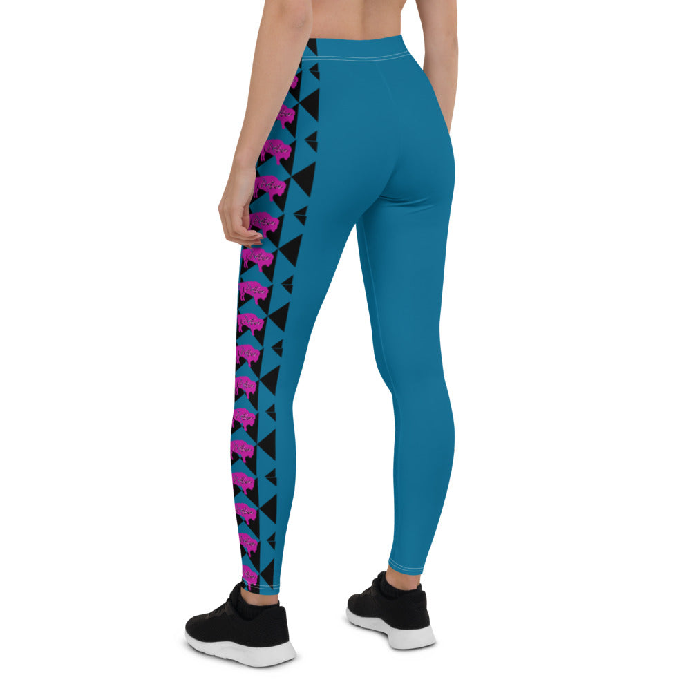 Native Bison Pink with Geometric Pattern Adult Leggings