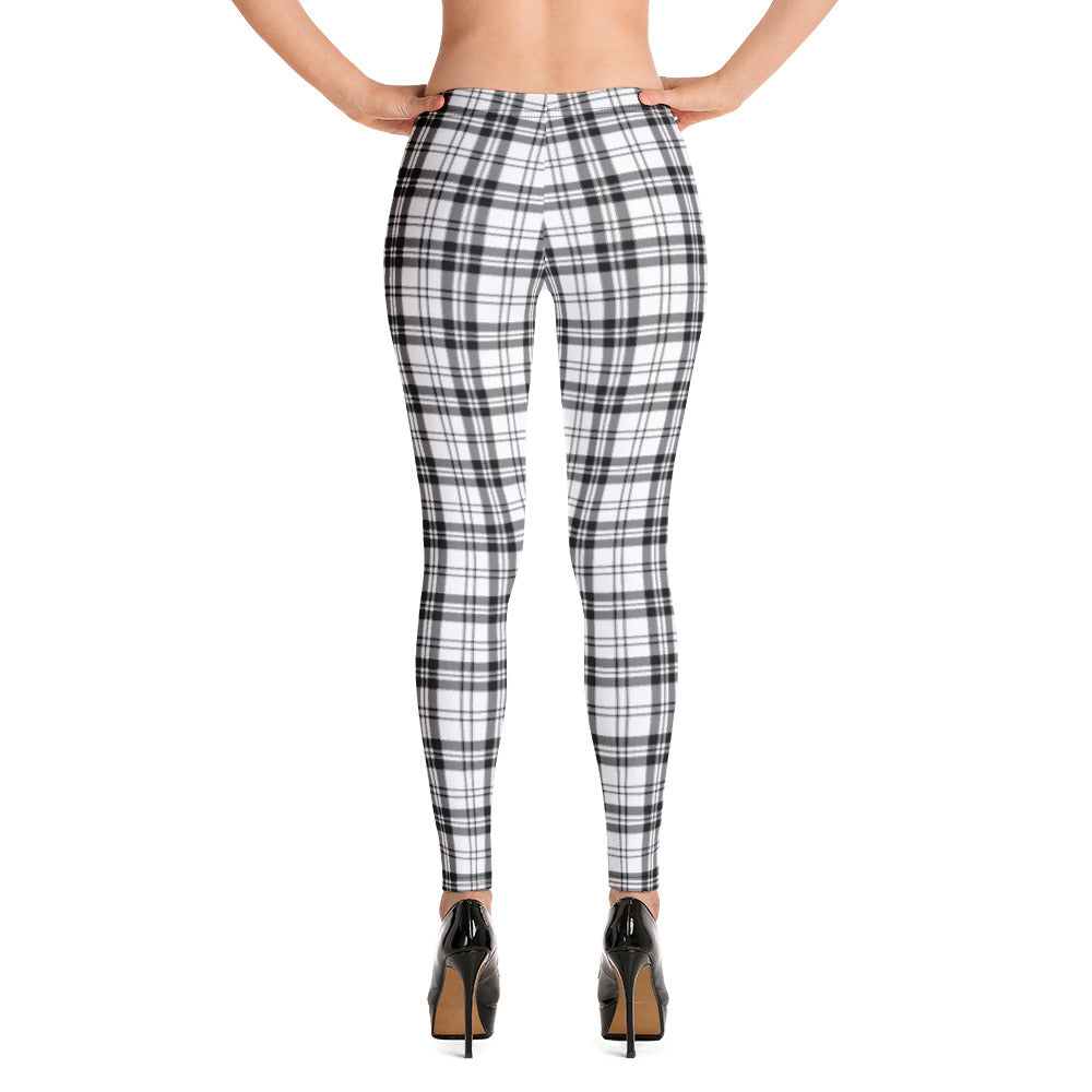 Black and White Plaid Lifestyle Adult Leggings