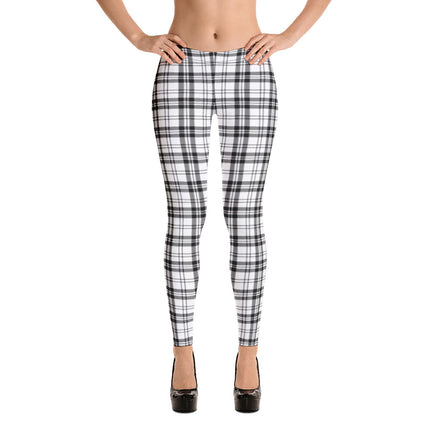 Black and White Plaid Lifestyle Adult Leggings