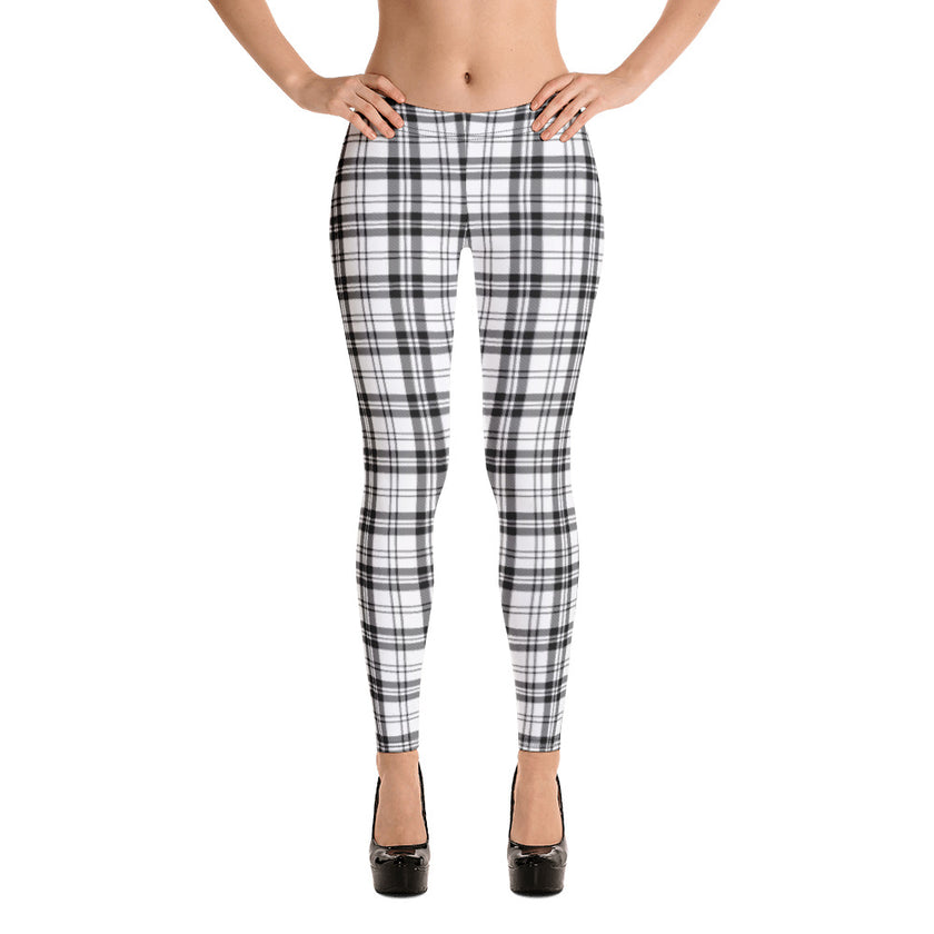 Black and White Plaid Lifestyle Adult Leggings